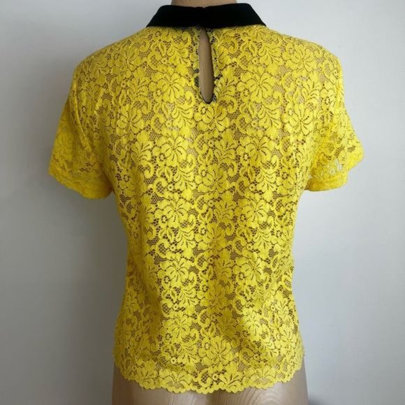 Zara Twee Women’s Cottagecore Peasant Collared Lace Blouse Top Collared Medium - Picture 4 of 9